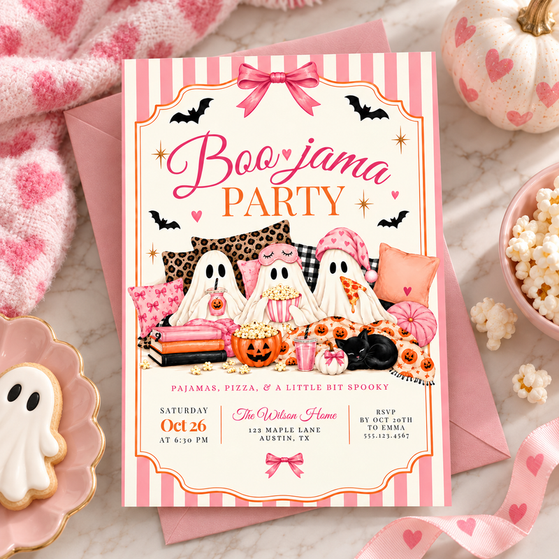 Boo-Jama Halloween Pajama Party Invitation L171