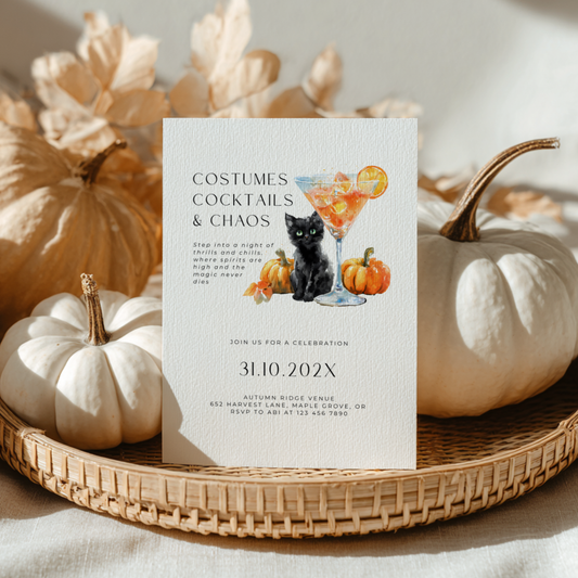 Costumes, Cocktails & Chaos Halloween Party Invitation Template L14