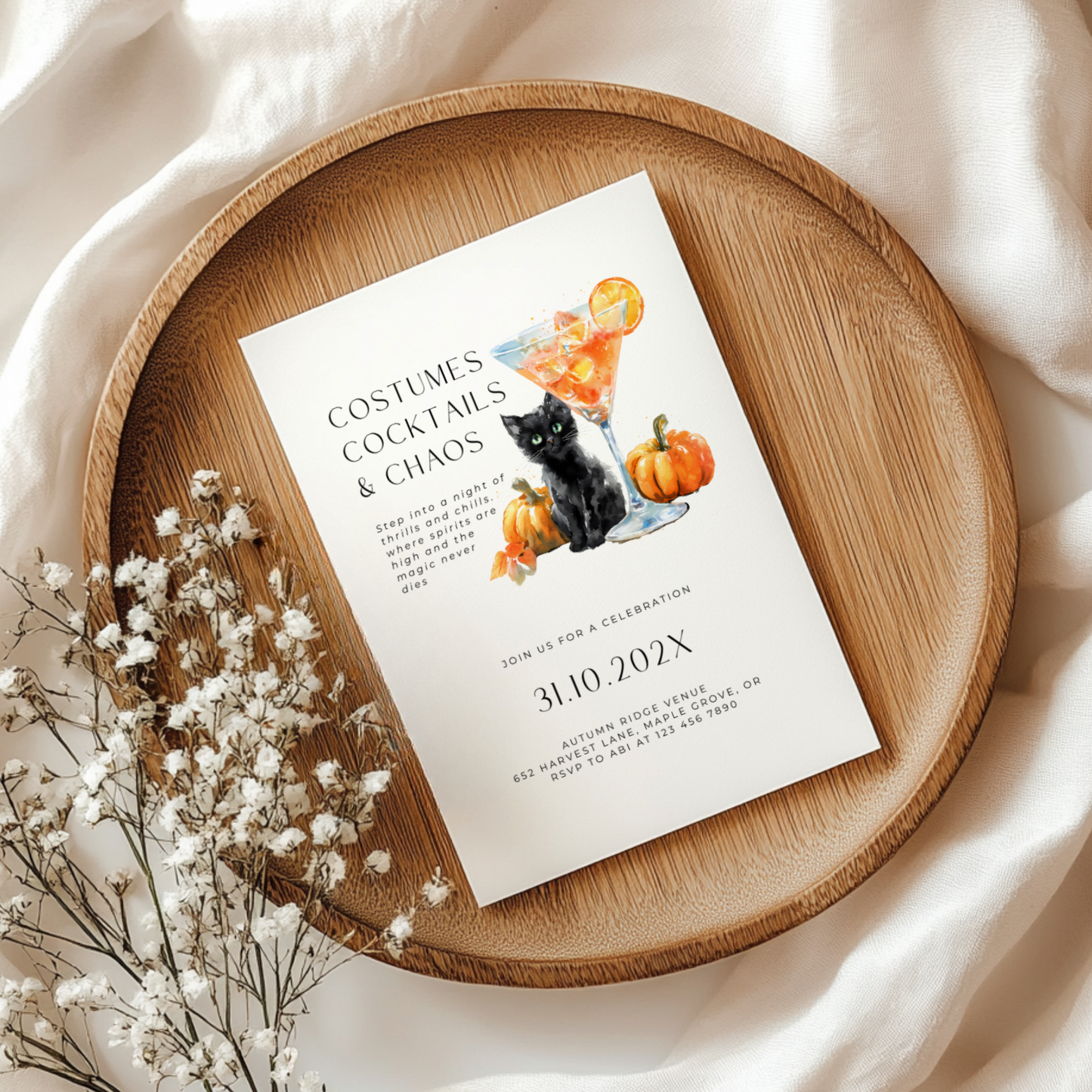 Costumes, Cocktails & Chaos Halloween Party Invitation Template L14
