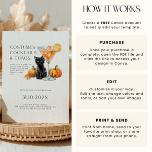 Costumes, Cocktails & Chaos Halloween Party Invitation Template L14