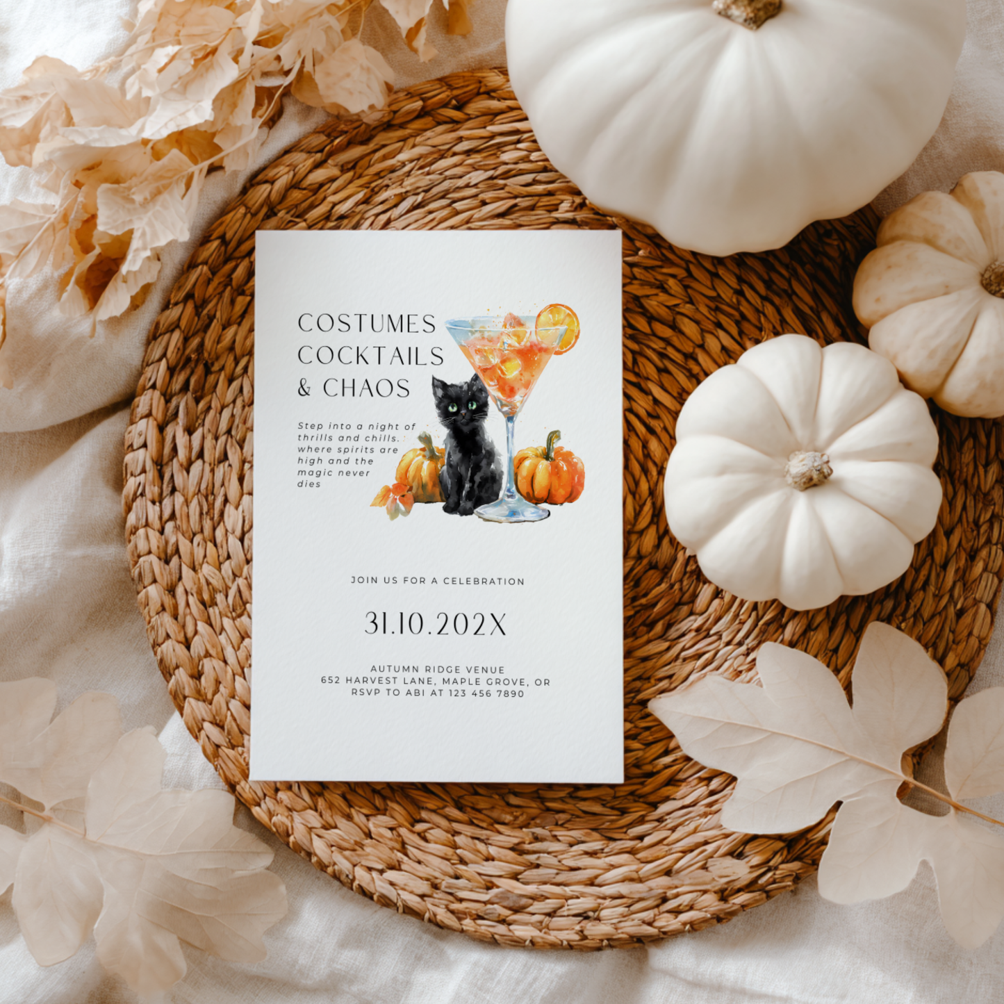 Costumes, Cocktails & Chaos Halloween Party Invitation Template L14