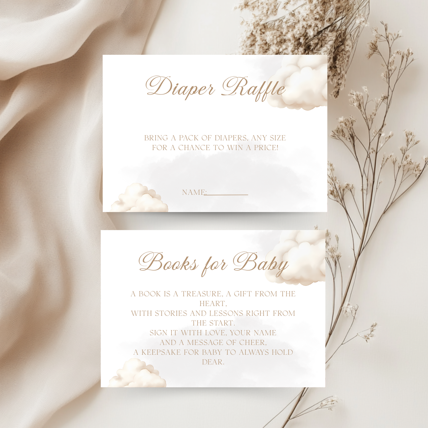 Baby Shower Invitation Bundle - Little Piece Of Heaven Beige Heaven Sent Teddy Bear BS172