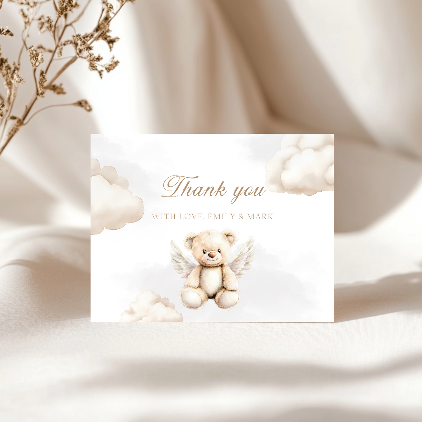 Baby Shower Invitation Bundle - Little Piece Of Heaven Beige Heaven Sent Teddy Bear BS172