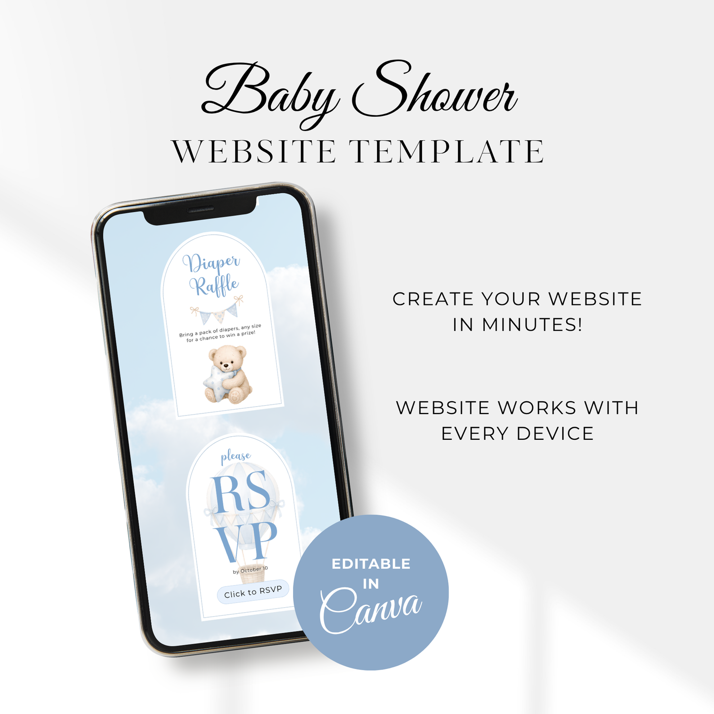 Heaven Sent Baby Shower Invitation Website with RSVP BS302