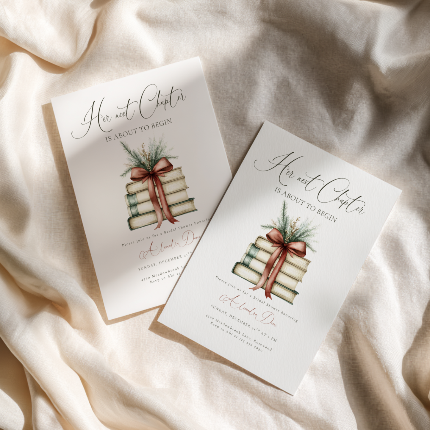 Her Next Chapter Bridal Shower Invitation Christmas Template L21