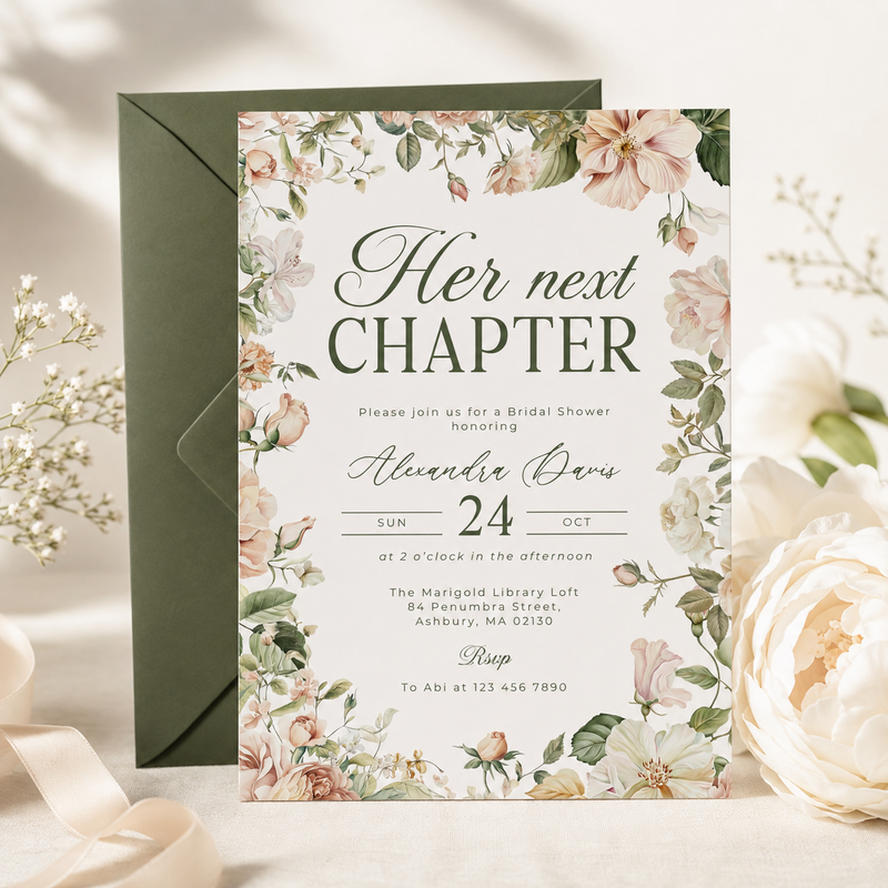 Her Next Chapter Bridal Shower Invitation L85