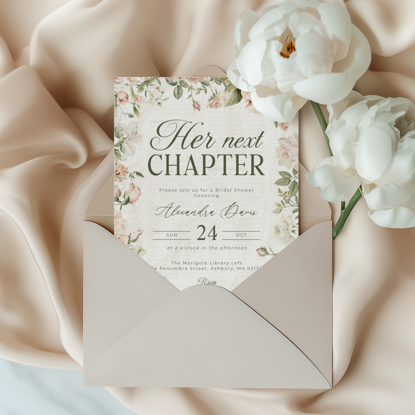 Her Next Chapter Bridal Shower Invitation L85
