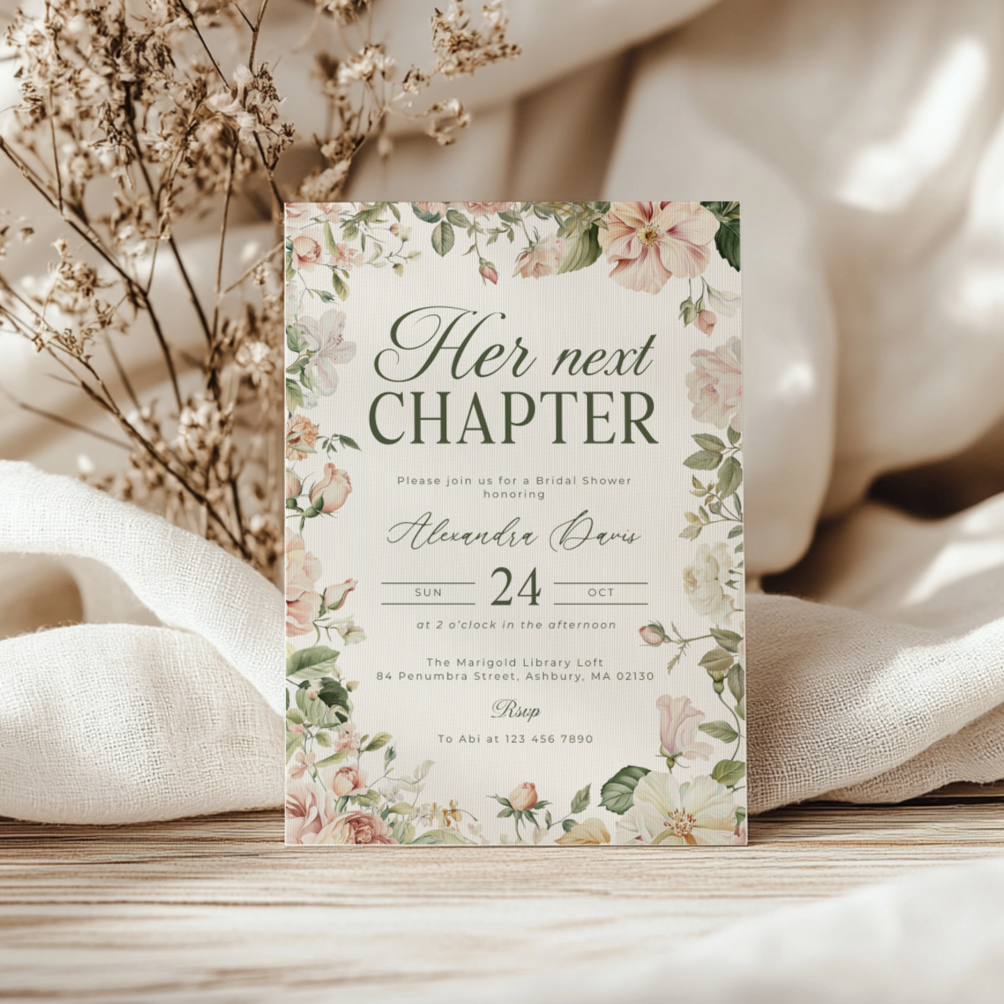Her Next Chapter Bridal Shower Invitation L85