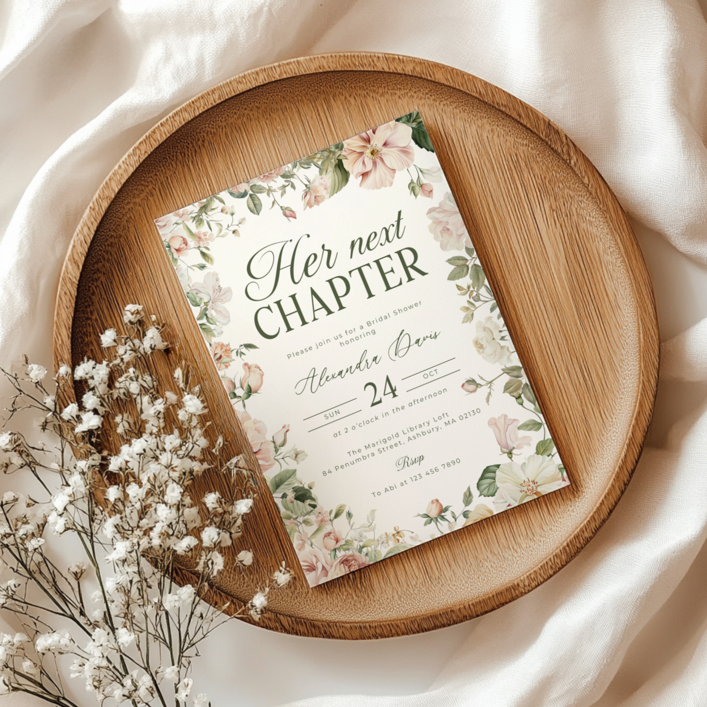 Her Next Chapter Bridal Shower Invitation L85