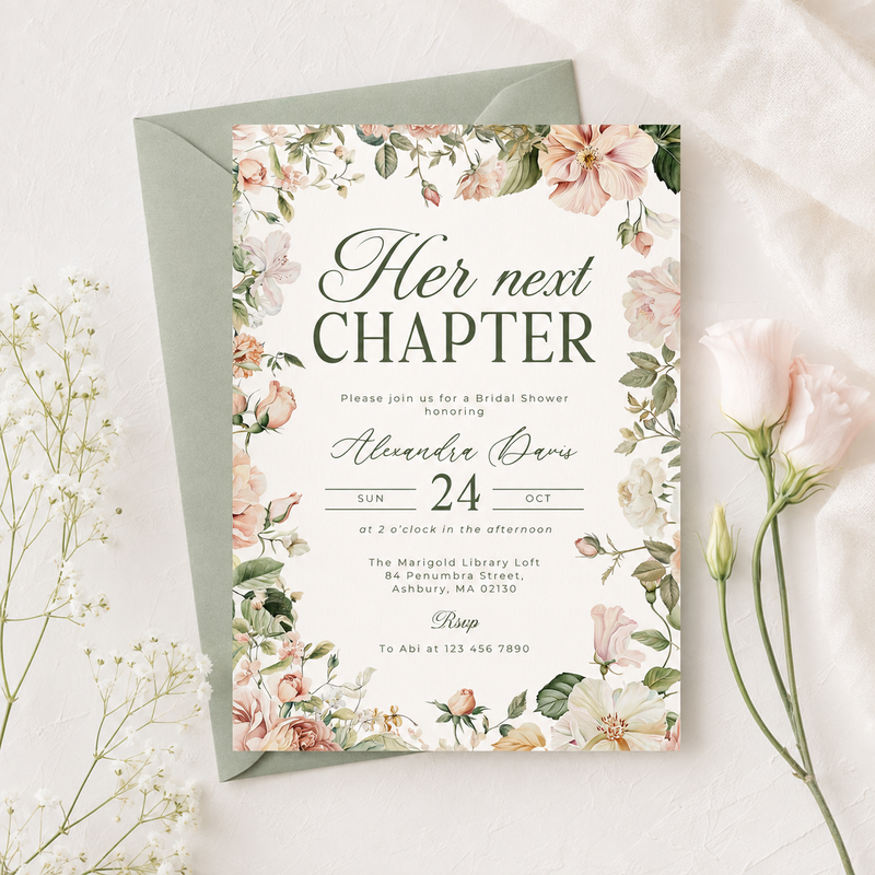 Her Next Chapter Bridal Shower Invitation L85