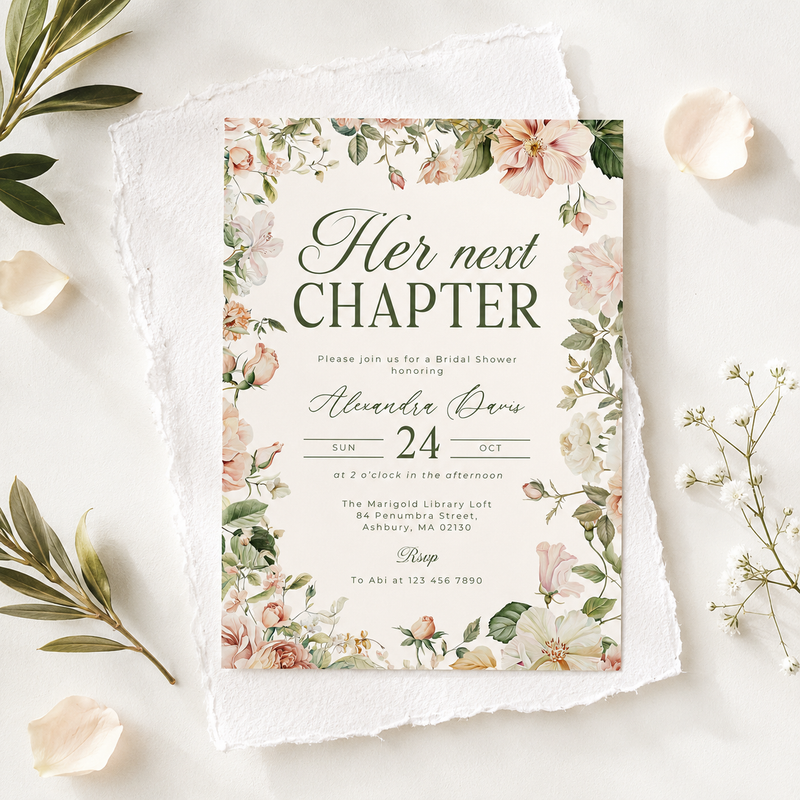 Her Next Chapter Bridal Shower Invitation L85