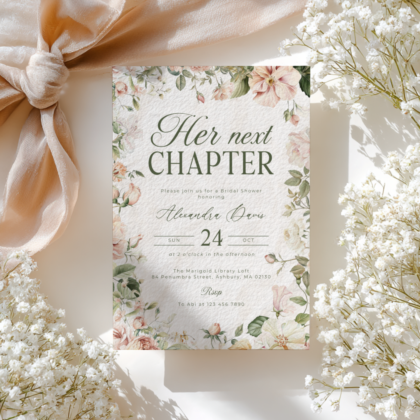 Her Next Chapter Bridal Shower Invitation L85