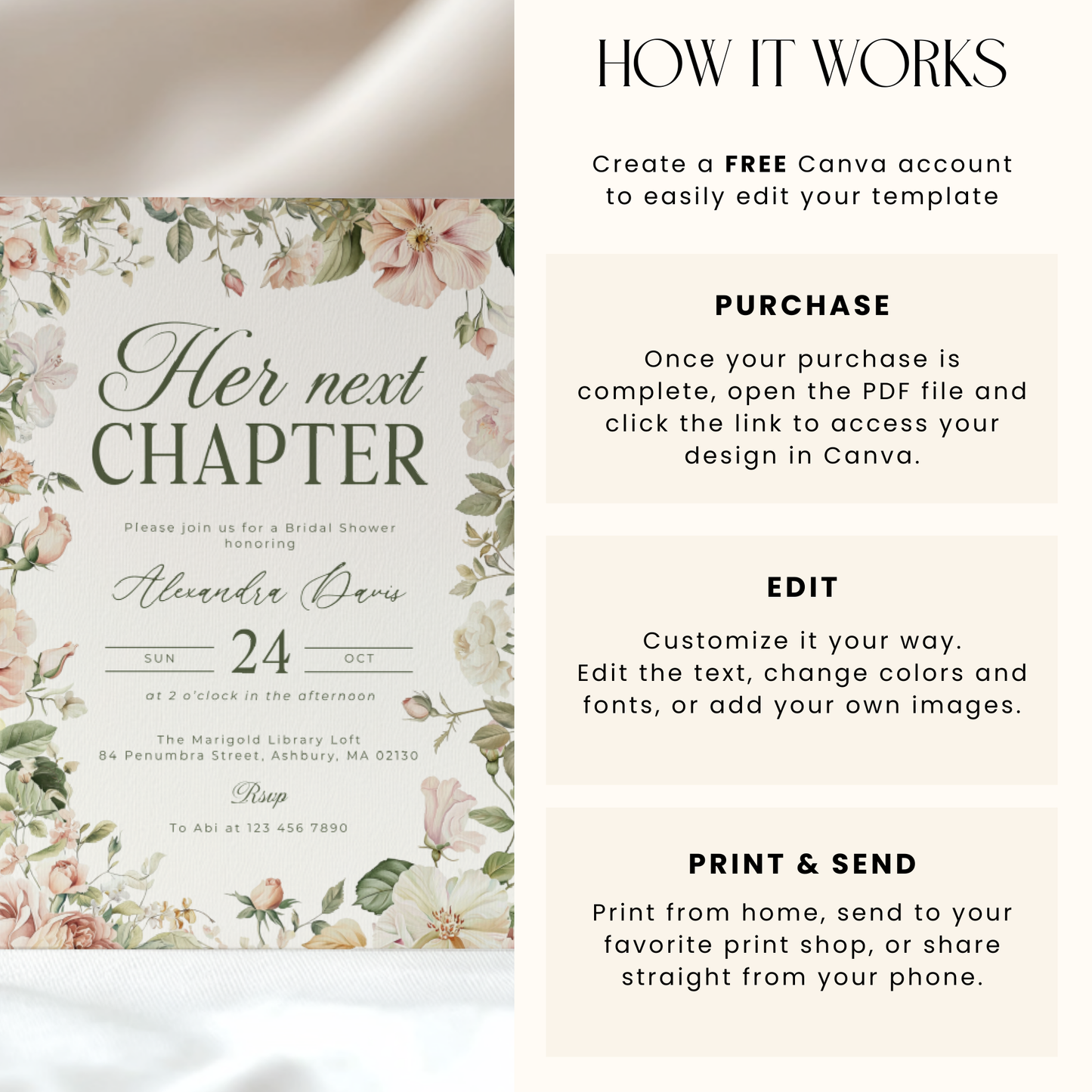 Her Next Chapter Bridal Shower Invitation L85