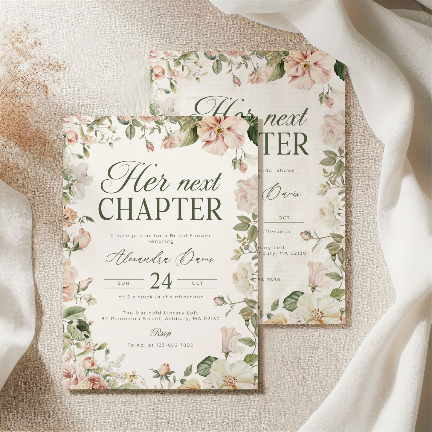 Her Next Chapter Bridal Shower Invitation L85