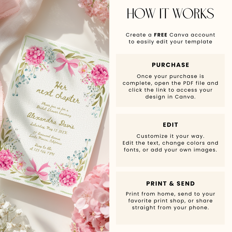 Hand Drawn Her Next Chapter Bridal Shower Invitation L86