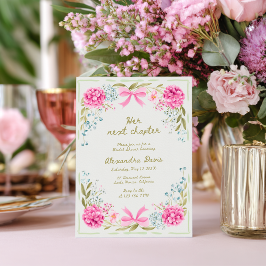 Hand Drawn Her Next Chapter Bridal Shower Invitation L86