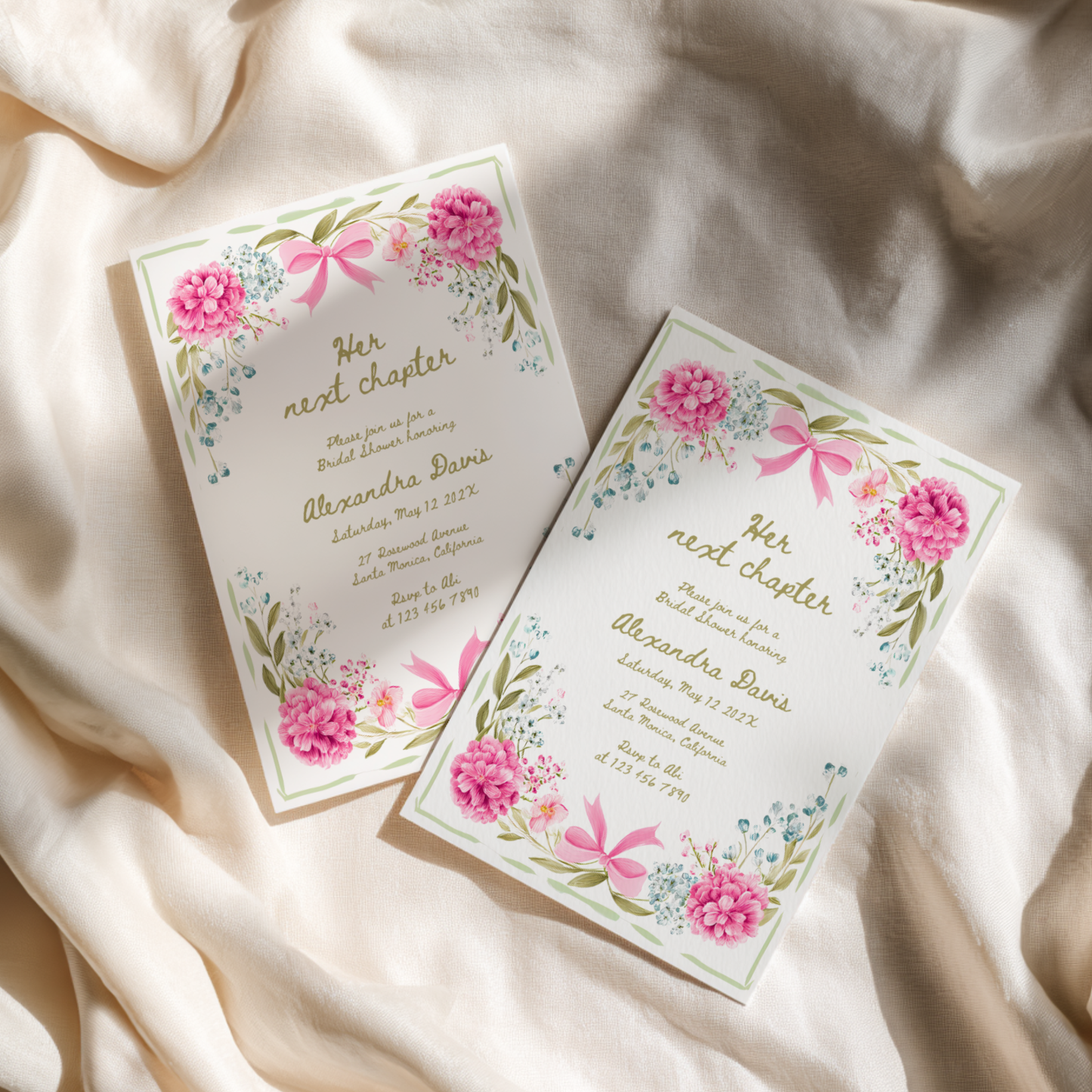 Her Next Chapter Hand Drawn Floral Bridal Shower Invitation L86