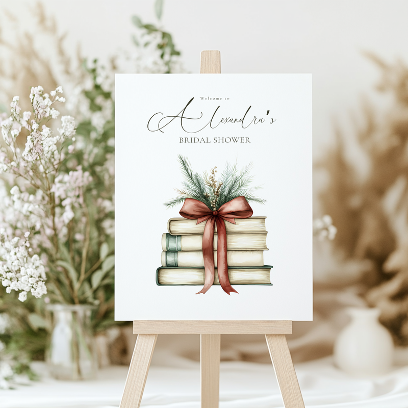 Her Next Chapter Bridal Shower Welcome Sign Template for Christmas L21