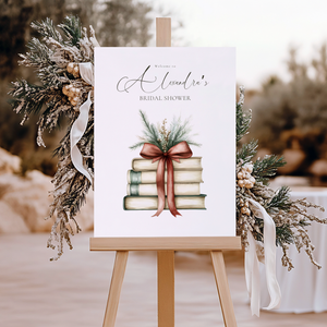Her Next Chapter Bridal Shower Welcome Sign Template for Christmas L21
