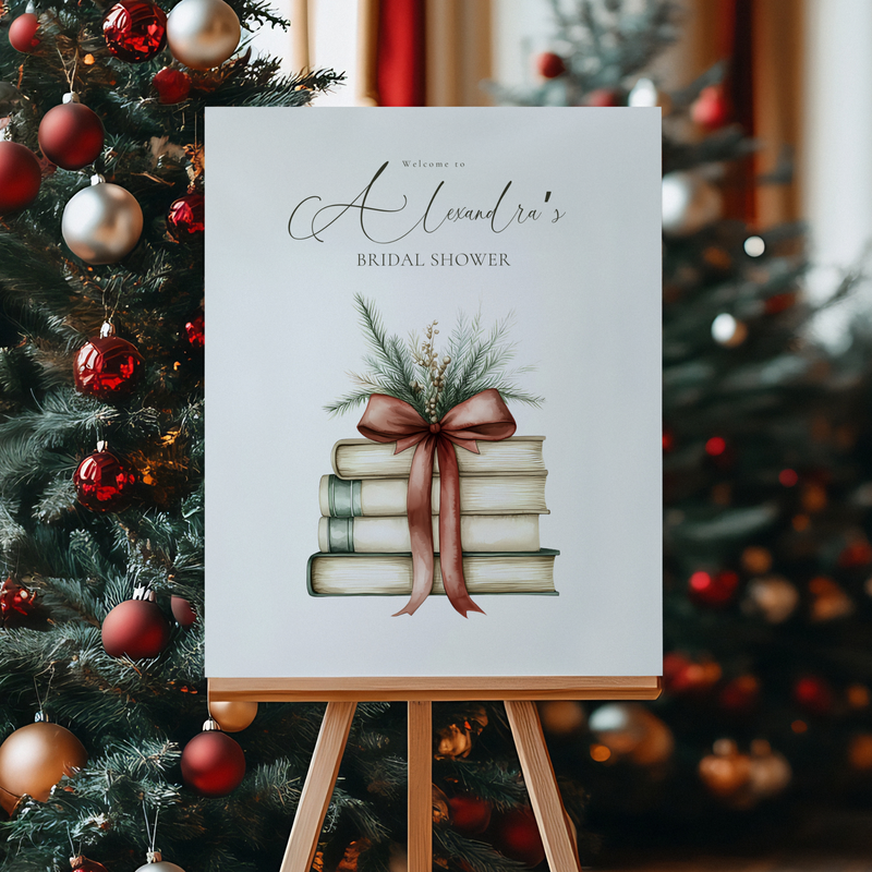 Her Next Chapter Bridal Shower Welcome Sign Template for Christmas L21