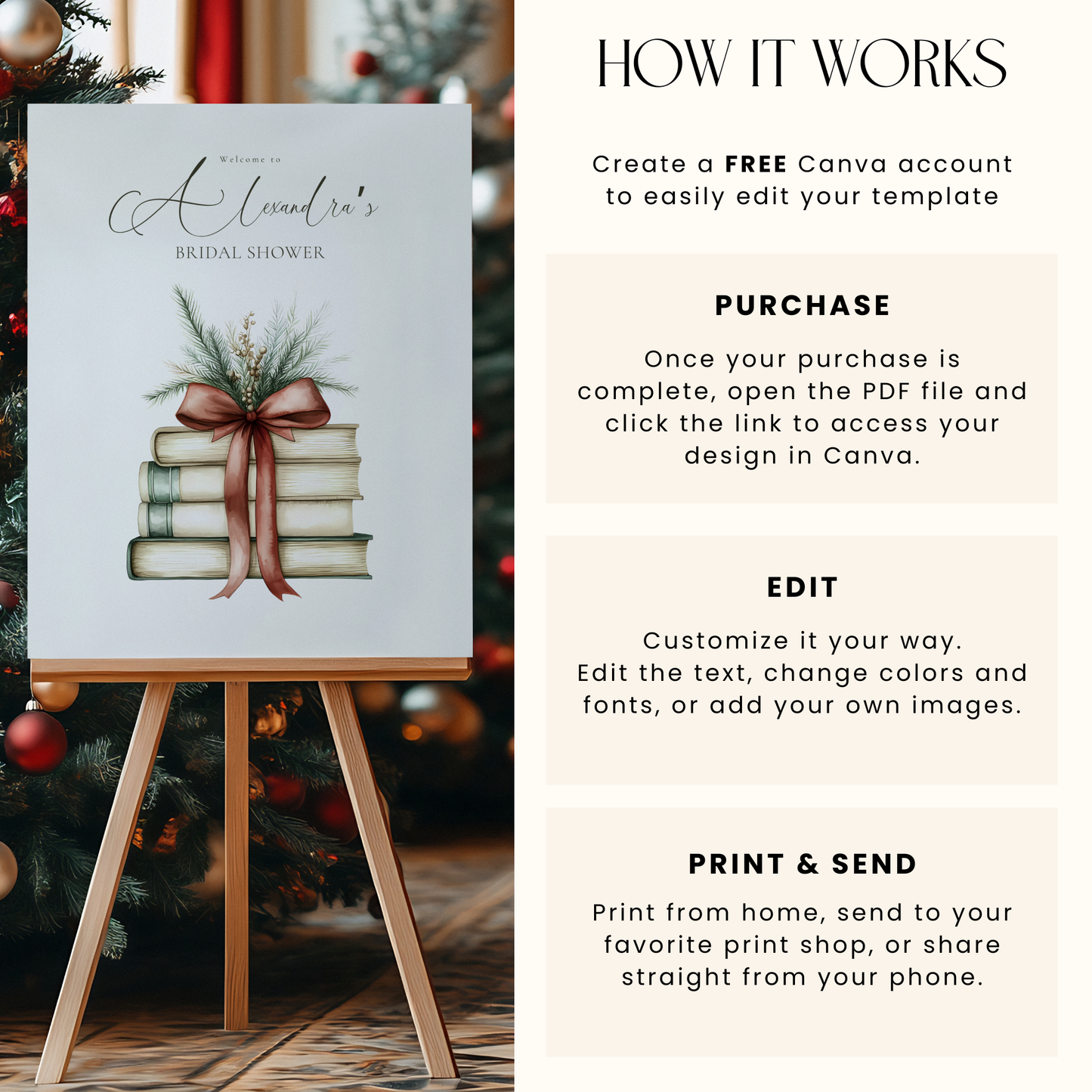 Her Next Chapter Bridal Shower Welcome Sign Template for Christmas L21