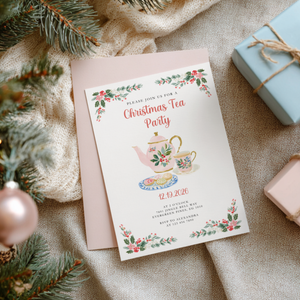 Christmas Tea Party Invitation for Holiday Brunch or Cookie Exchange L73