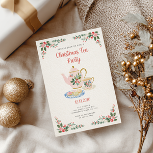 Christmas Tea Party Invitation for Holiday Brunch or Cookie Exchange L73