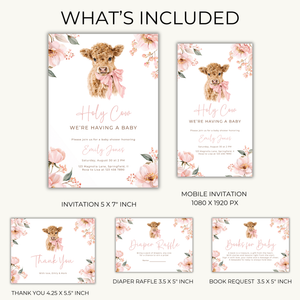 Holy Cow Girl Baby Shower Invitation Bundle BS289
