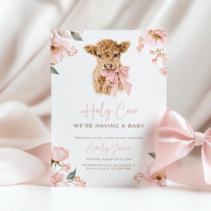Holy Cow Girl Baby Shower Invitation Bundle BS289