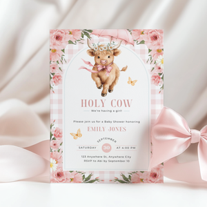 Holy Cow Girl Baby Shower Invitation Bundle BS300