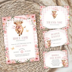Holy Cow Girl Baby Shower Invitation Bundle BS300