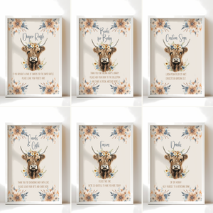 Baby Shower Mega Bundle - Holy Cow Boho Highland Cow Beige Blue Floral BS75