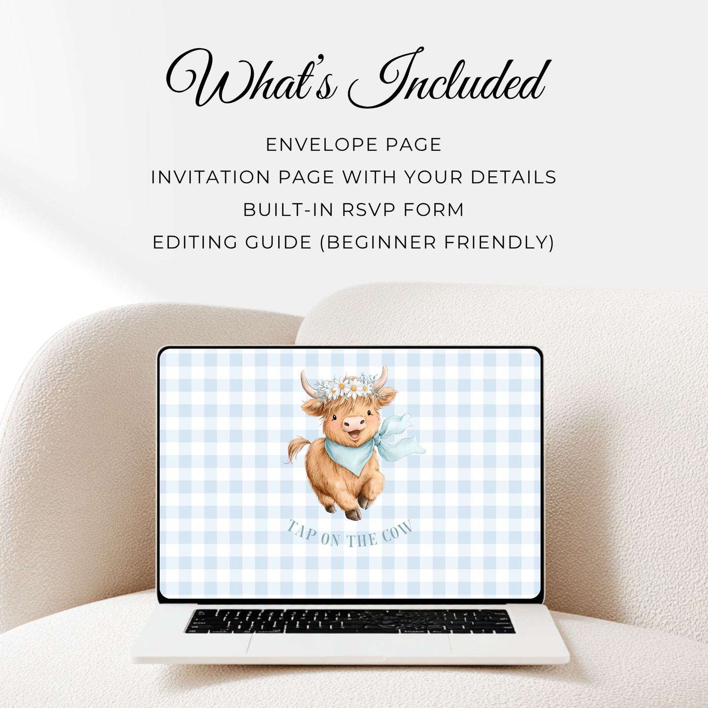 Holy Cow Baby Shower Website Template - Editable RSVP Website for Baby Boy BS297
