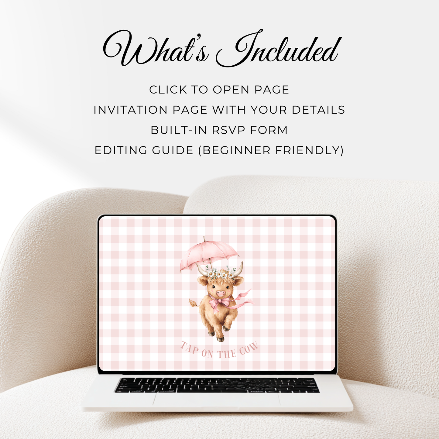 Holy Cow Baby Shower Website Template Girl - Editable RSVP Website BS300