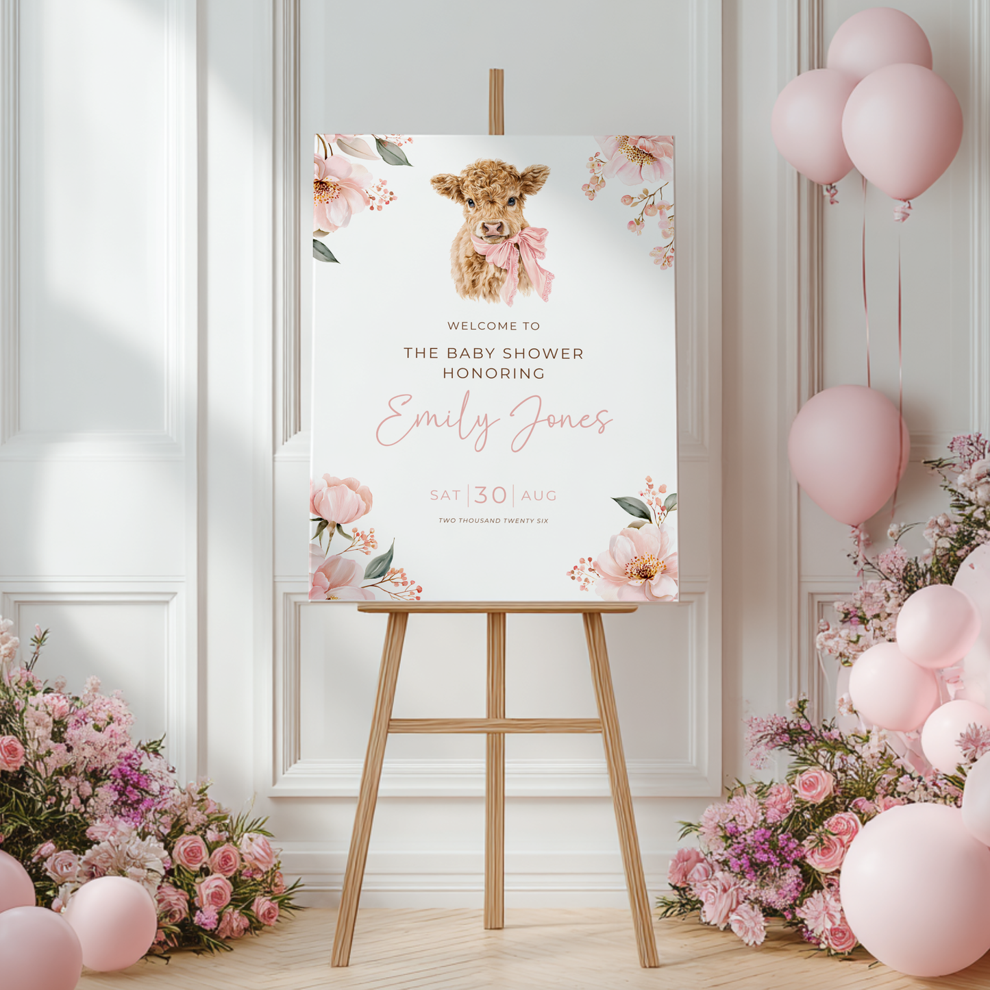 Holy Cow Baby Shower Welcome Sign Girl BS289