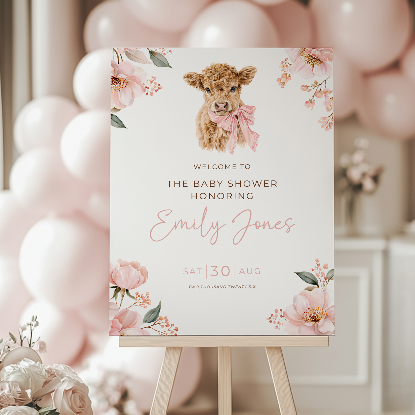 Holy Cow Baby Shower Welcome Sign Girl BS289
