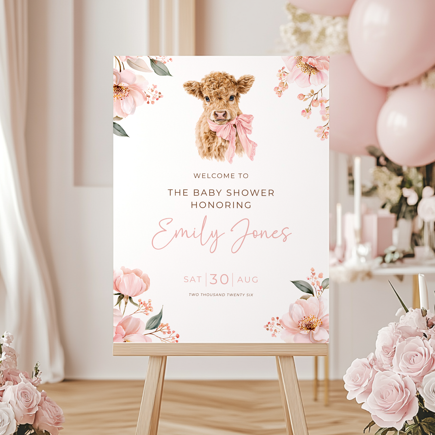 Holy Cow Baby Shower Welcome Sign Girl BS289