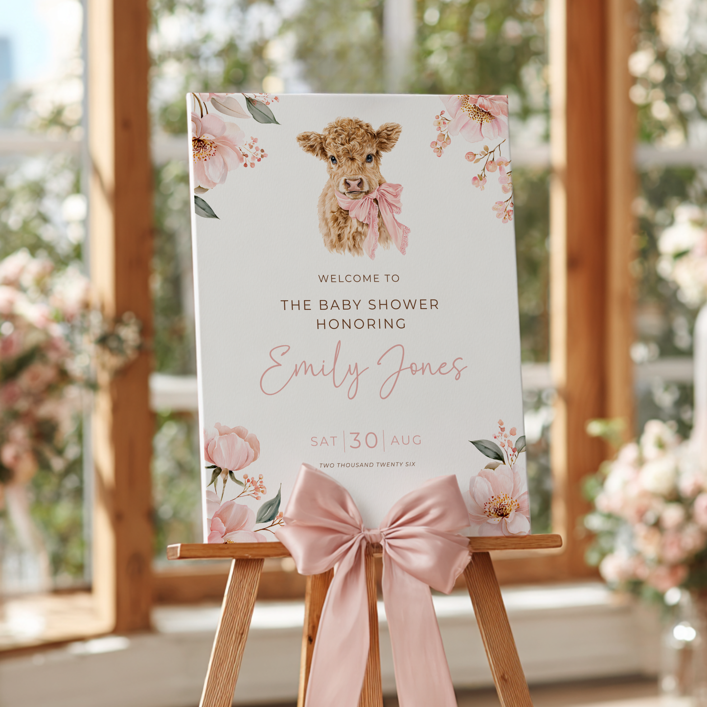 Holy Cow Baby Shower Welcome Sign Girl BS289