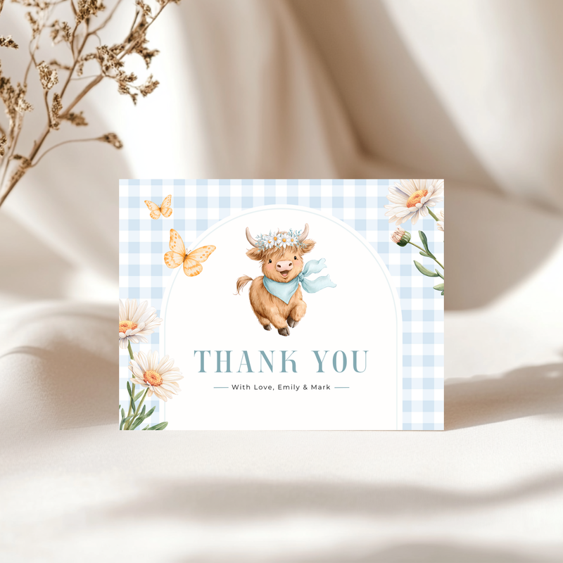 Highland Holy Cow Baby Shower Invitation Set for Boy BS297