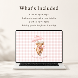 Holy Cow Baby Shower Website Template Girl - Editable RSVP Website BS300