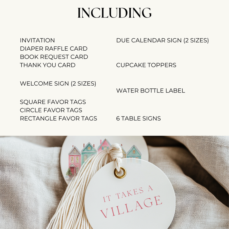 Baby Shower Mega Bundle - Pink Christmas Pastel Snowy Village BS248