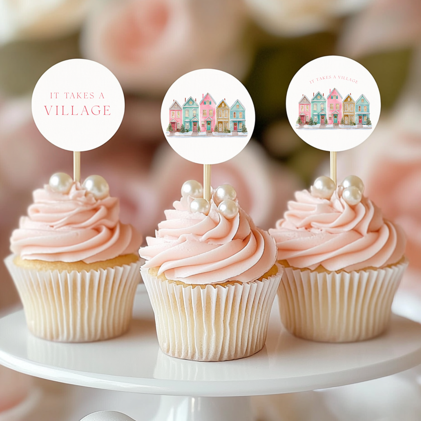 Baby Shower Mega Bundle - Pink Christmas Pastel Snowy Village BS248