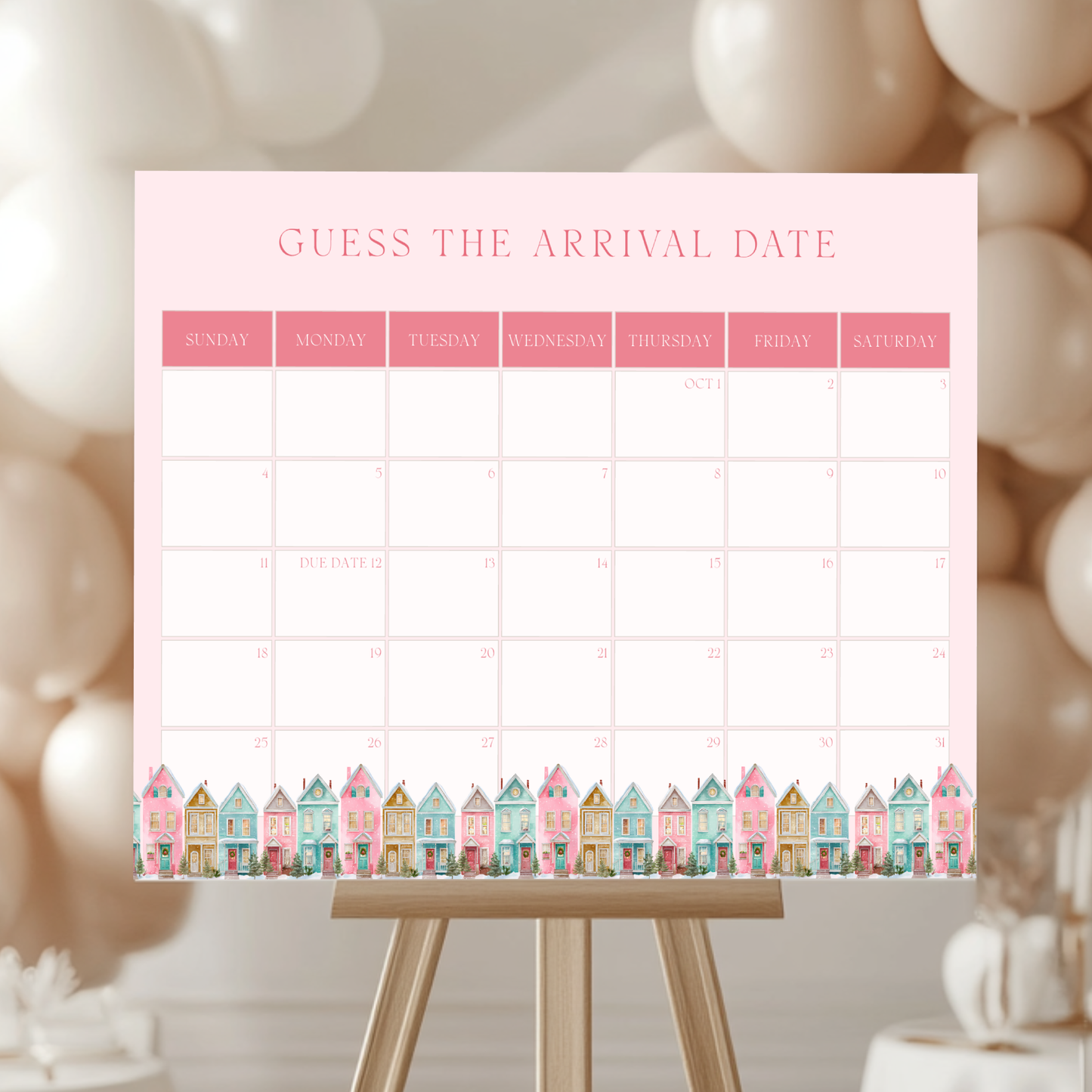 Baby Shower Mega Bundle - Pink Christmas Pastel Snowy Village BS248