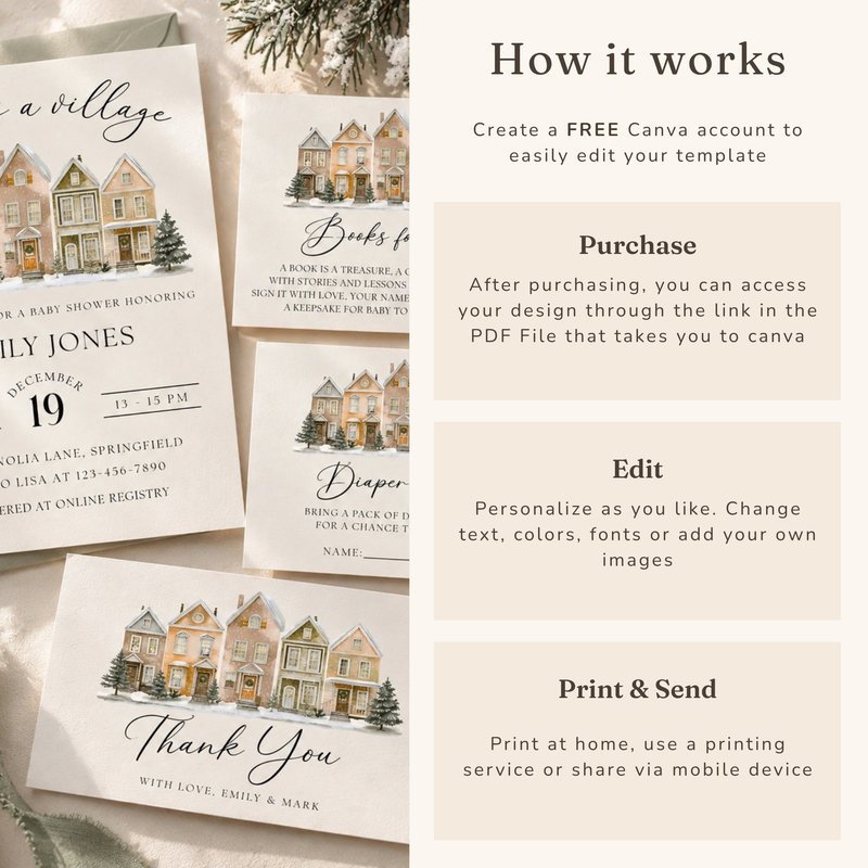 It Takes a Village Baby Shower Invitation Bundle BS249