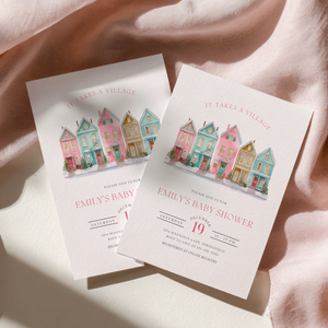 Baby Shower Invitation - It Takes A Village Christmas Pastel BS248