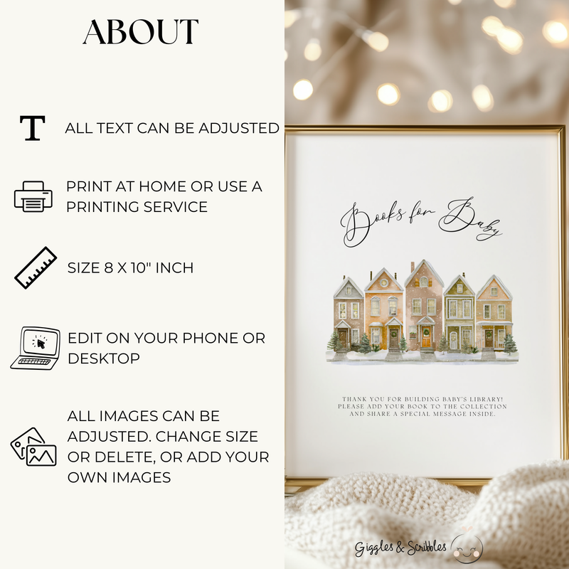 Baby Shower Table Sign Bundle - Rustic Christmas Village BS249