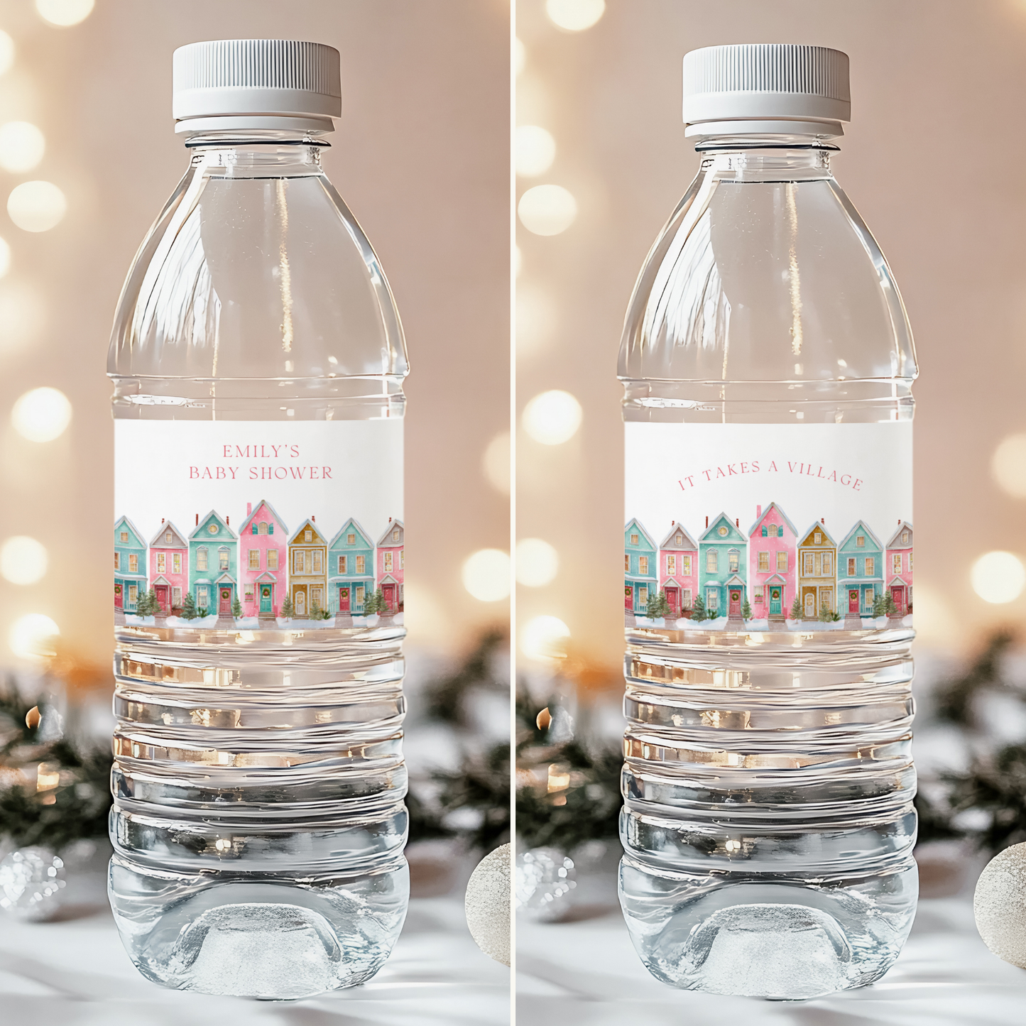 Baby Shower Mega Bundle - Pink Christmas Pastel Snowy Village BS248