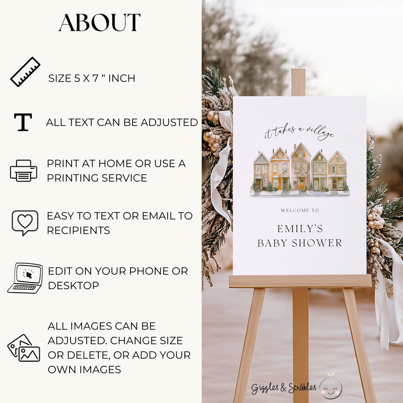 Baby Shower Welcome Sign - It Takes A Village BS249