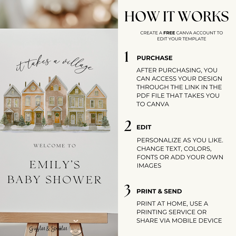 Baby Shower Welcome Sign - It Takes A Village BS249