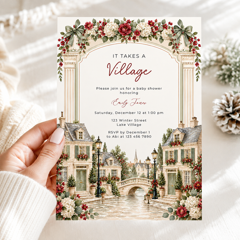 It Takes a Village Winter Baby Shower Invitation BS331